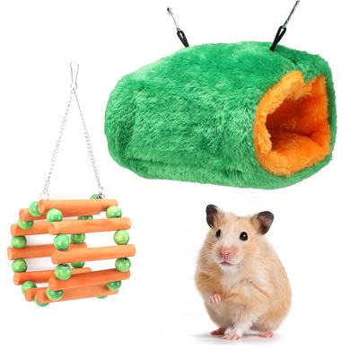 Kleintier Hamster Holz Riesenrad Schaukel Spielzeug Baumwollnest für Winter Warm halten mit Haken