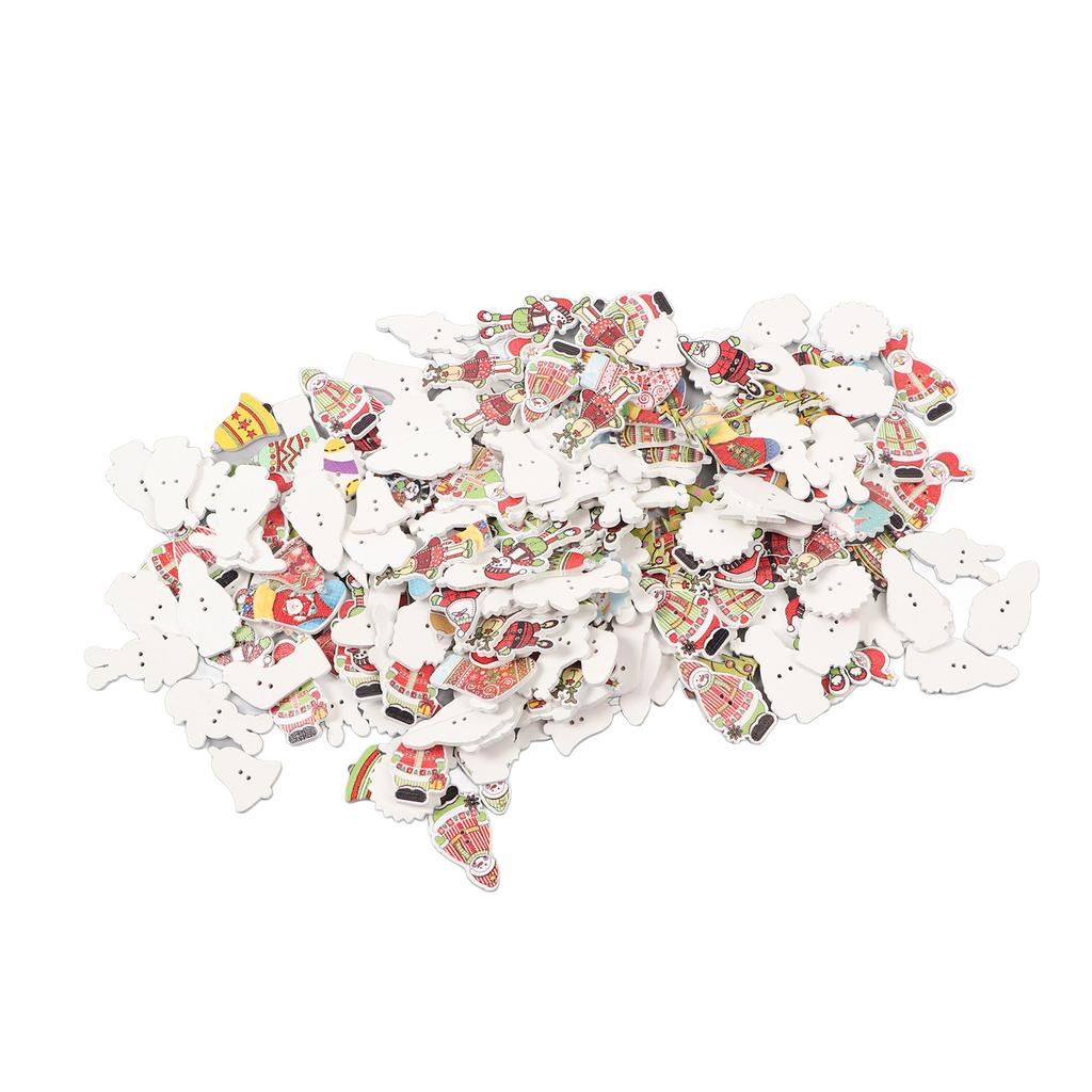Christmas Wooden Buttons Mixed Styles Decorative Assorted Christmas Buttons for Craft Sewing Knitting B Set White Back