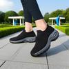 Women Black Walking Shoes Fashionable Comfortable Mesh Sneakers Breathable Thick Sole Anti Slip Sleeve Loafers Platform Sneakers