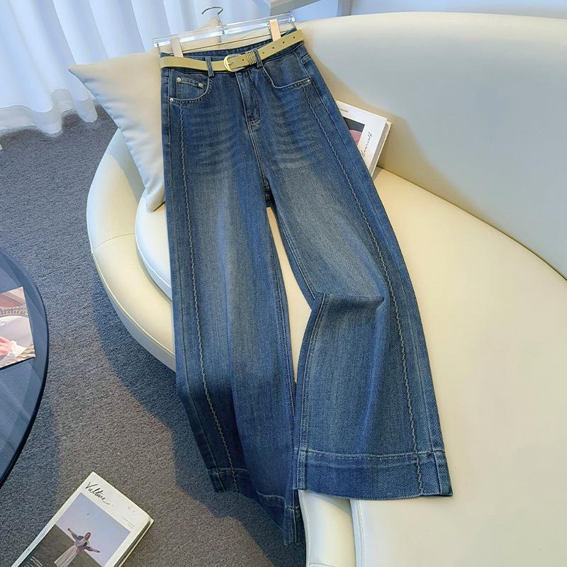 Damen Hellblaue Weitbein-Hose, Hohe Taille, Slim Fit für Birnenform - Frühling/Herbst 2025 Trend