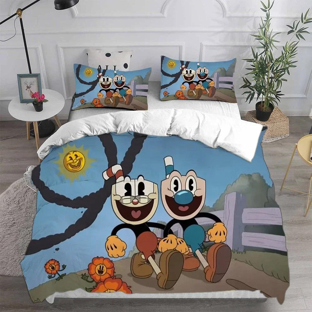 3D Neue Heimtextilien Cartoon Cuphead Bettwäschesets Bettdecke Quilt Bettüberwurf Bettbezug Kissenbezugsets Kinder Erwachsenengröße