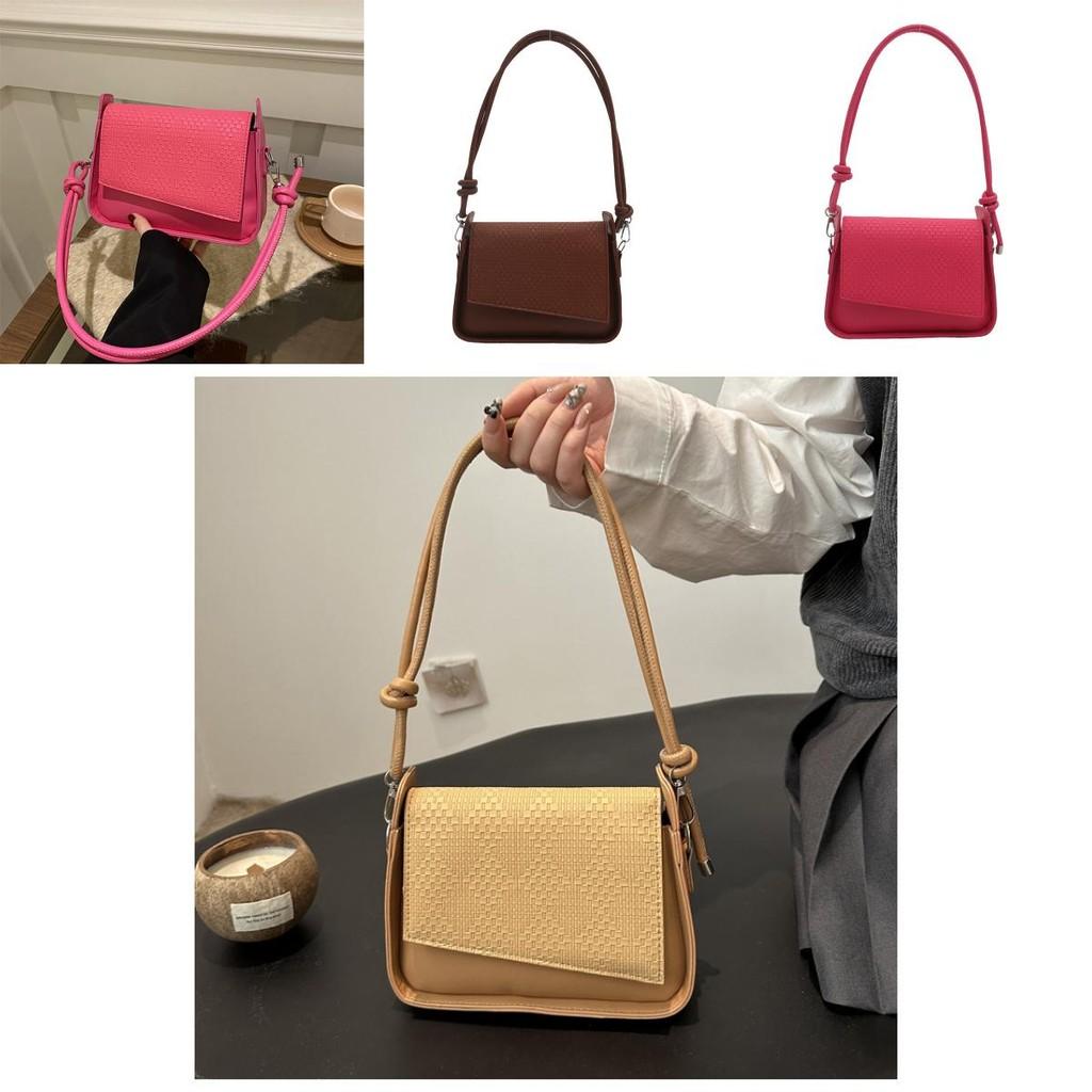 Contemporary Medium Size Woven Handbag For Women With Dual Shoulder Straps