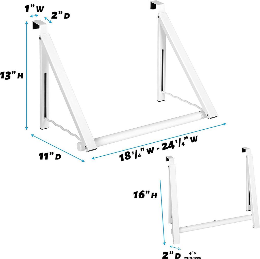 Save Space Over Door Foldable Clothes Hanging Rack Adjustable Telescopic Garment Clothes Drying Organizer for Bathroom Apartment