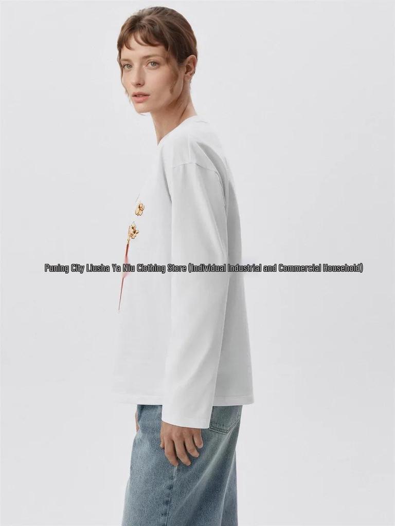 European American Style Popcorn Print 100% Cotton Long Sleeve Autumn Outerwear Top