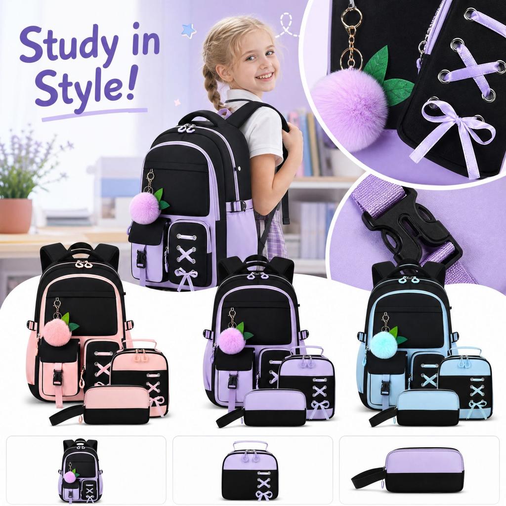 Set Zaino Scolastico da 3 Pezzi per Studenti