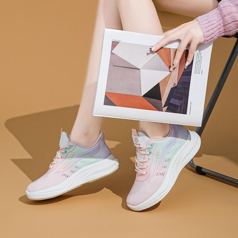 Women's Gradient Knit Sneakers Spring Lightweight Platform Athletic Shoes for Students,Breathable Casual Running Shoes