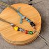 Tibetan Handmade Silver & Sandalwood Pendant with Multi-Gemstones and Adjustable Cord Necklace
