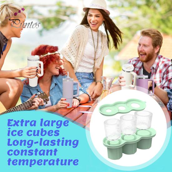 Beverage Ice Mold Silicone Cylinder Cube Tray for 20-40oz Tumbler Cup with Lid Hollow Shape Stackable Easy Release Juice Whiskey Cocktail Cubes Maker
