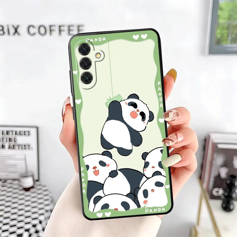 Cute Cartoon Panda Soft Phone Case for Samsung A17 A37 A57 A16 A26 A36 A56 A15 A25 A35 A55 A14 A24 A34 A54 A13 A23 A33 A53 A52 A