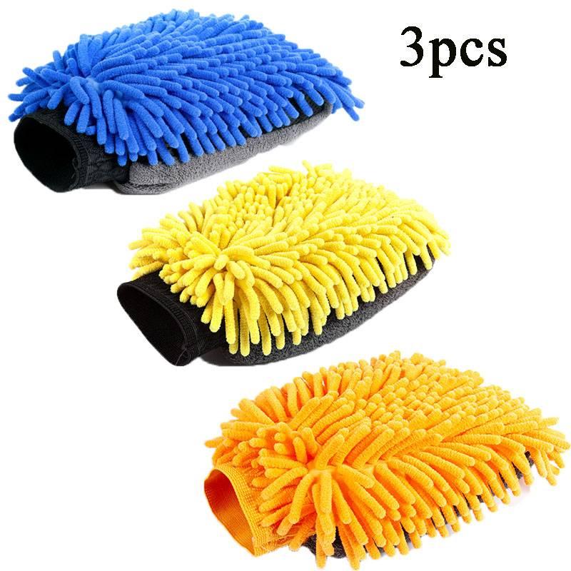 1 Piece/3 Pieces Snowflake Microfiber Car Wash Gloves, Thick Car Cleaning Gloves, Double-Sided Gloves, Anti-Scratch Car Cleaning