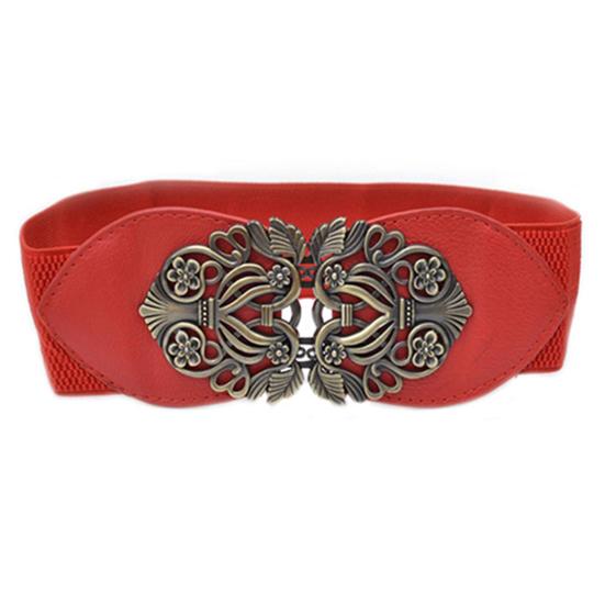 Taillengürtel Elastisch Hohle Schnalle Kunstleder Damen Vintage Taillengürtel für Büro