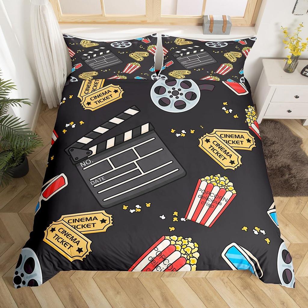 Film Theme Bedding Set Cinema Movie Theater Comforter Cover Twin Queen King Cartoon Duvet Cover Cinema Poster Design Quilt Cover