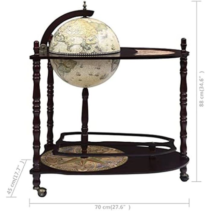 Wine Cabinet - VIDAXL - Globe - Solid Wood - Green and Brown - 70x45x88 Cm
