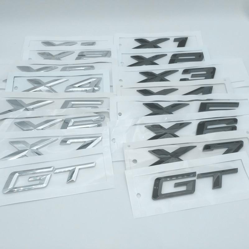 1pcs 3D ABS X1 X2 X3 X4 X5 X6 X7 GT Car Letter Rear Tailgate Trunk Decals Emblem Badge Sticker Decal Styling Auto Accessories