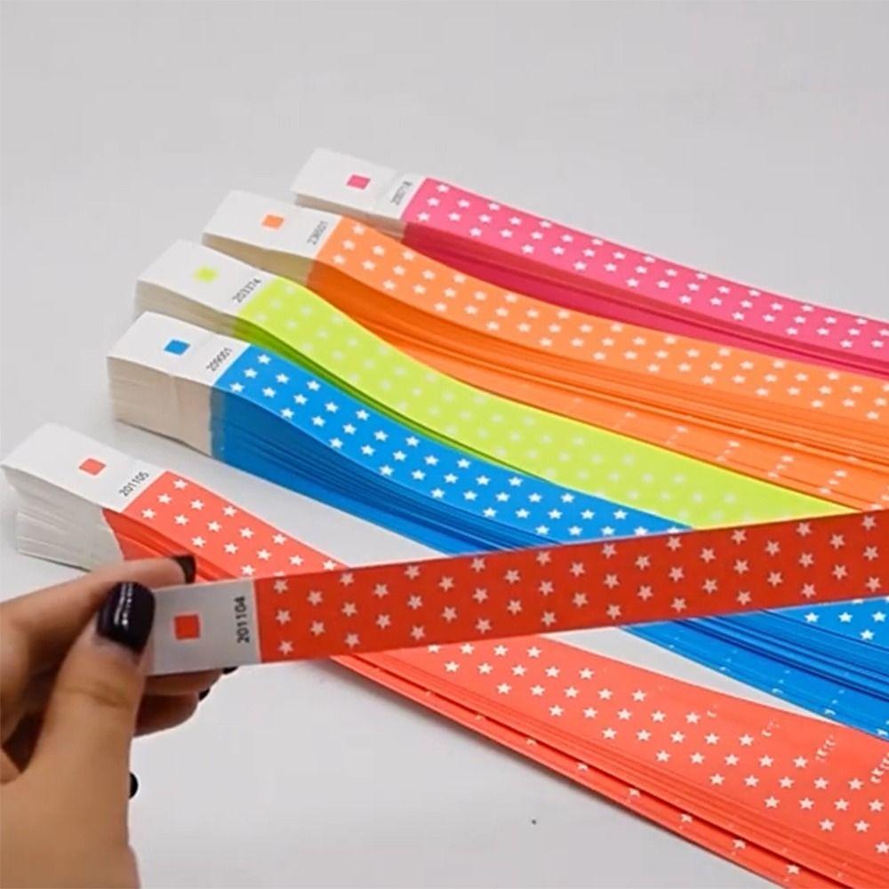 100Pcs Fluorescent Color Paper Fluorescence Wristbands Event Ticket Wristbands  for Concerts