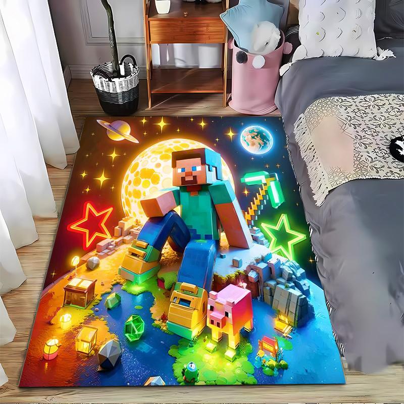 Colorful Pixel Art Carpet with Minecraft-Inspired Character Design Suitable for use as an anti-slip for living room bedroom sofas 40x60cm( 15x23in )