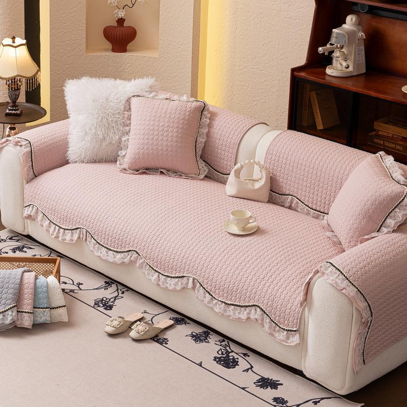 New Pure Cotton Fabric Irregular Sofa Cushion Four Seasons Universal Non-Slip French Cream Wind Seat Cushion Cover Cloth Towel