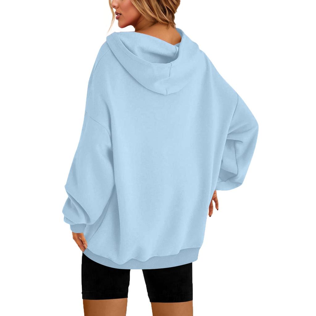 Women's Round-Neck Long-Sleeved Printed Top Hooded Sweatshirt