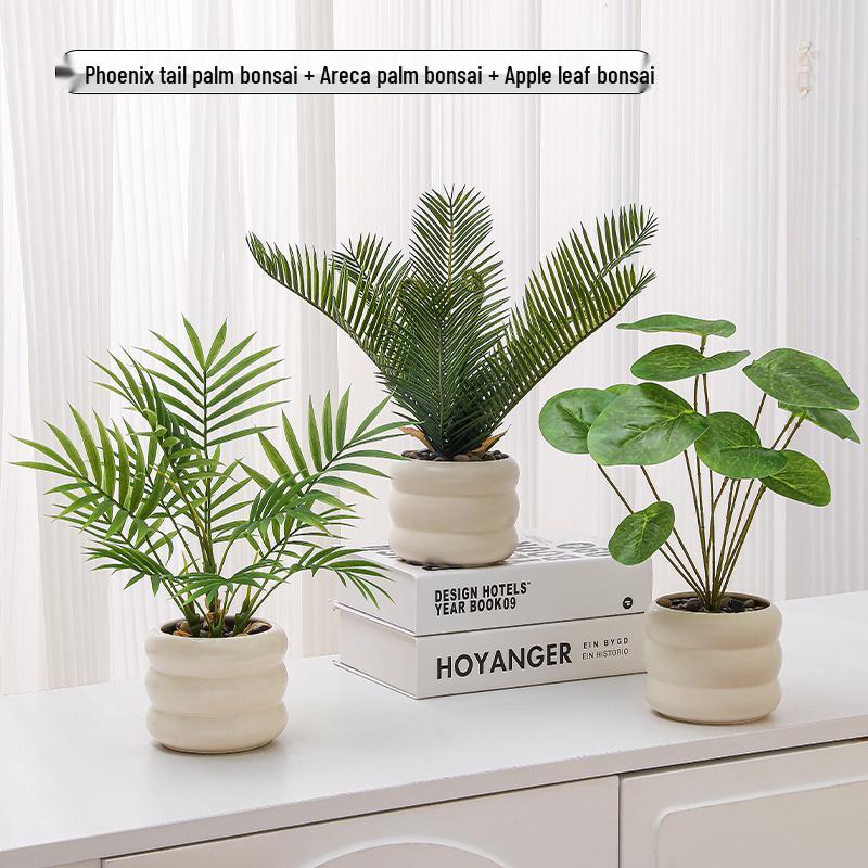 Nordic Bionic Green Faux Bonsai Plants - Indoor Tabletop Decor for Office & Living Room