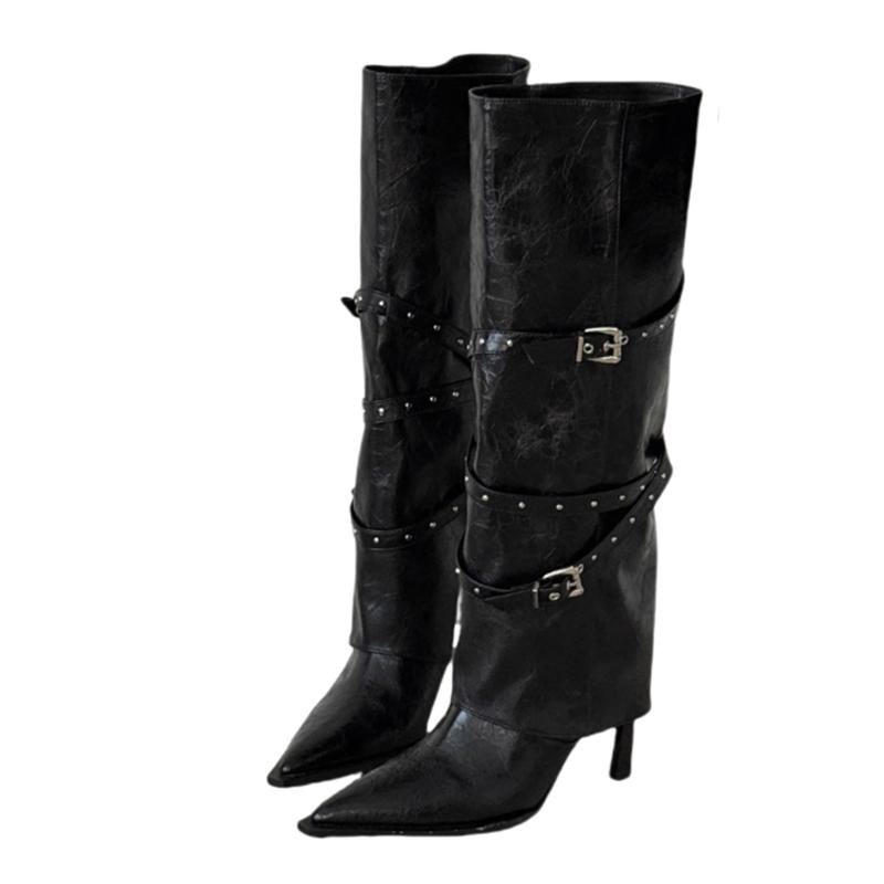 Women High Boots High Heels Designer Dress Shoes Pointed Toe Knee High Boots 2025 Winter Pumps Luxury Sexy Mujer Bootas