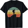 Vintage Hiking T Shirt Hiker On Rock Retro Sunset Silhouette T-Shirt