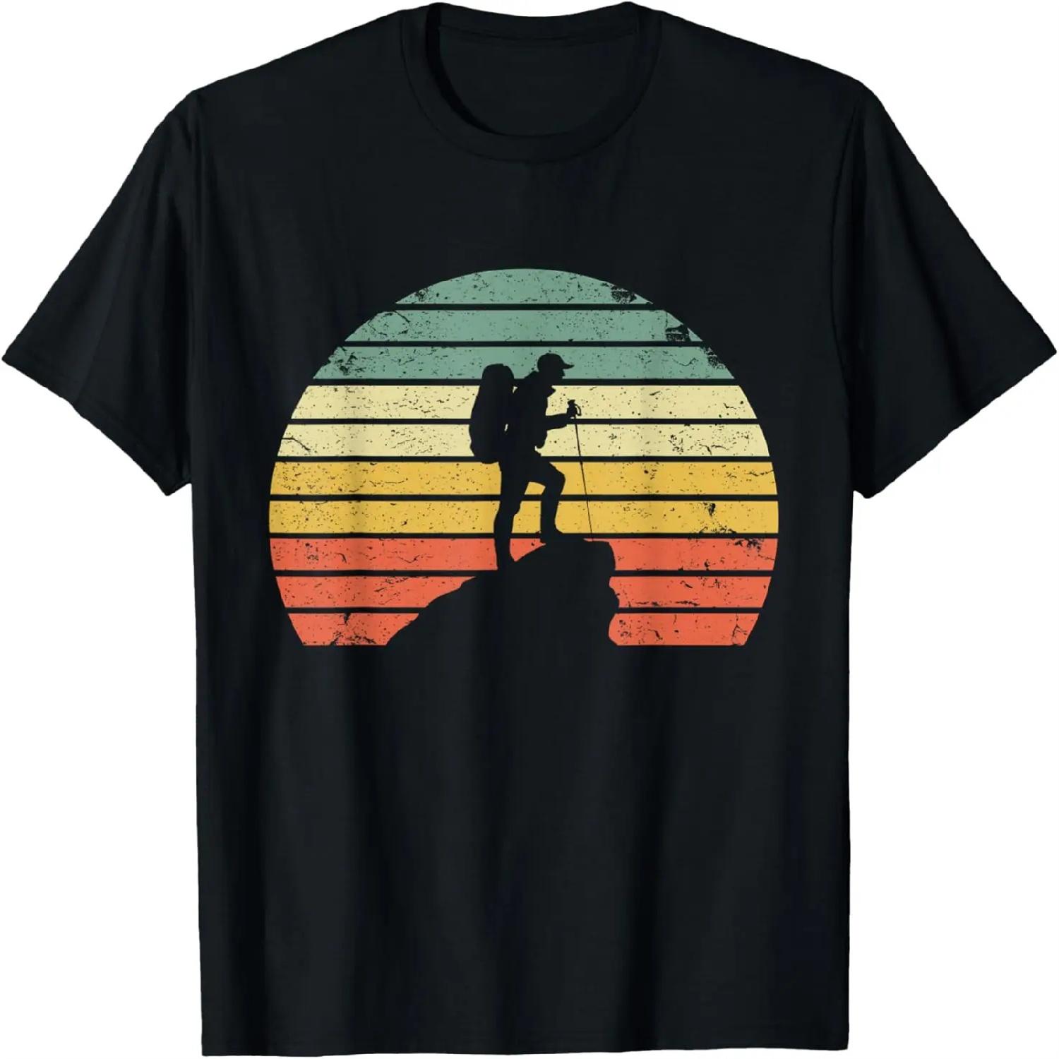 Vintage Hiking T Shirt Hiker on Rock Retro Sunset Silhouette T-Shirt XXXXXL разноцветный