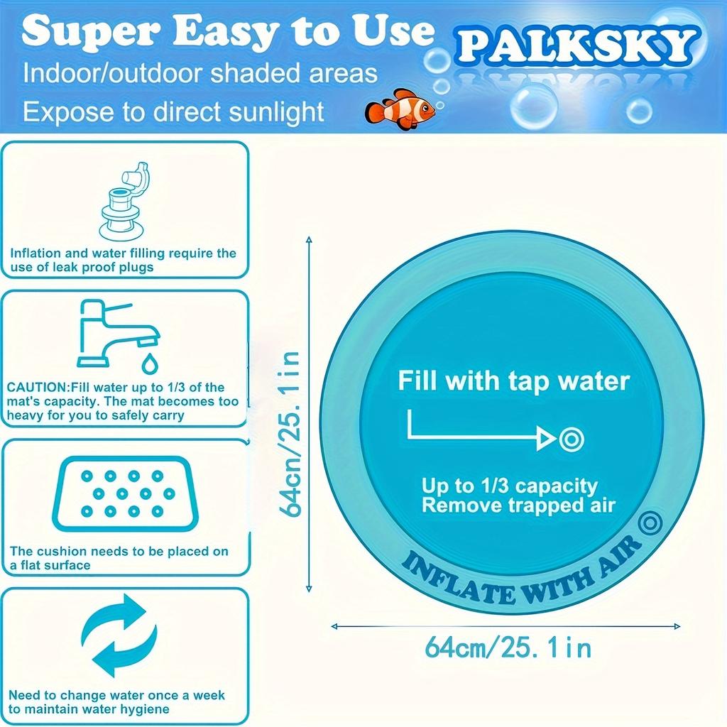 1pc Water Sensory Play Mat Thickened Inflatable Water Mat for Cat and Dog Pet Playmat with Fish Sea Ocean Theme Sensory Toy Water