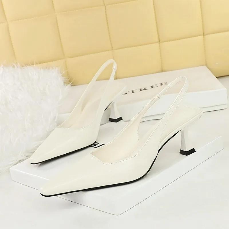 Fashion Pointed High Heels Women Sandals Women Shoes Shallow Mouth Ladies Shoes Slingback Shoes Fashion Spring Summer 2024