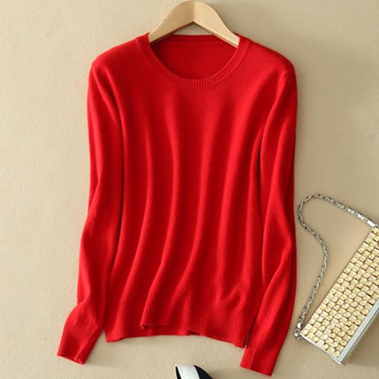 Soft Cashmere Sweaters Long Sleeve Pullovers for Women Autumn Winter Solid Color Knitwear O-Neck Wool Knitted Brand Tops Jumpers
