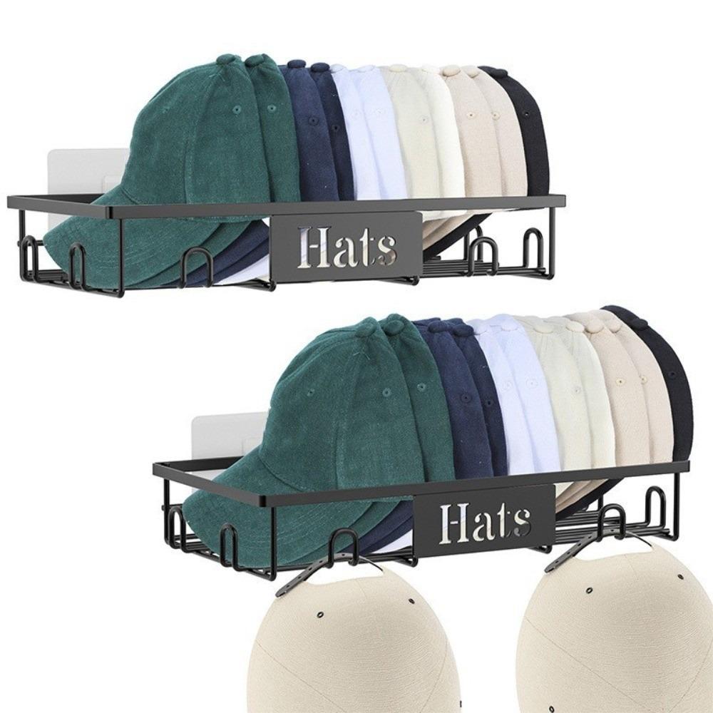 

2 Pack Holds 20 Hat Baseball Cap Storage Holder Metal Storage Shelf Hat Organizer Home Decoration Style 2