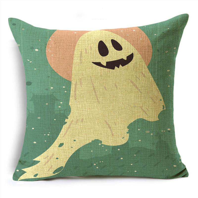 Fashion Happy Halloween Cartoon Patterns Pumpkin Ghost Linen Throw Pillowcase Decorative Cushion Cover For Sofa Livingroom Party