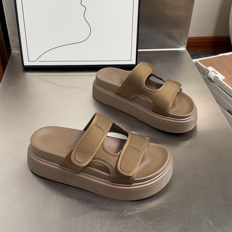 European Platform Slippers Women Wear 2025 Summer New Internet Celebrity Super Fire Velcro Heightening Sandals Women