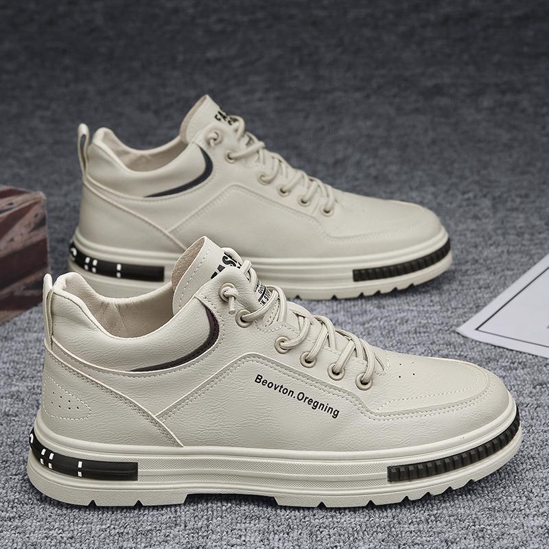 British shoes autumn and winter leather surface breathable locomotive leather boots tide high top casual board shoes