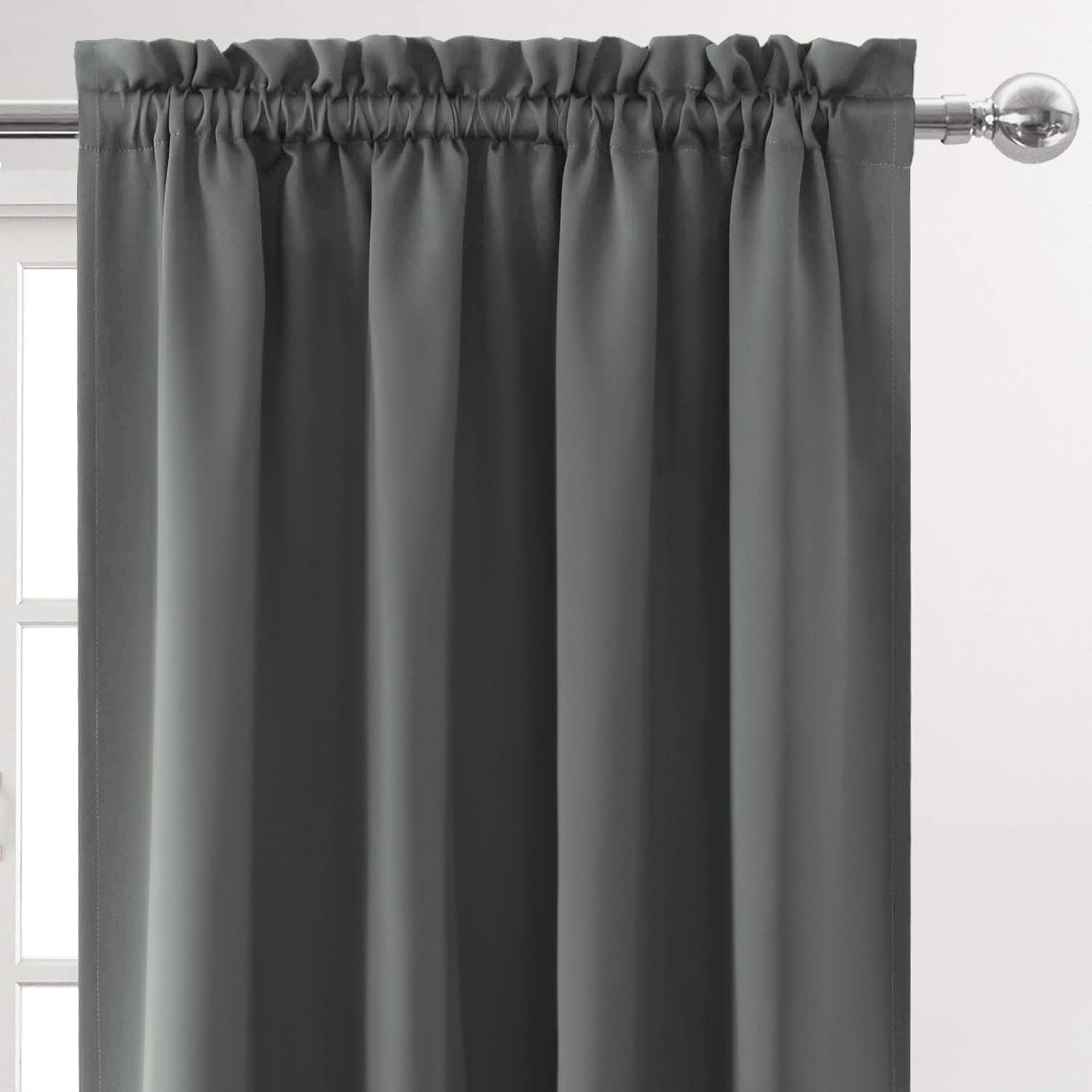 

Blackout Curtain Blinds Rod Pocket Window Treatment Ideal for Living Room Bedroom Kitchen Bathroom Home Room Drapes Black/Gray 106x160cm 1 Panel&Rod Pocket серый