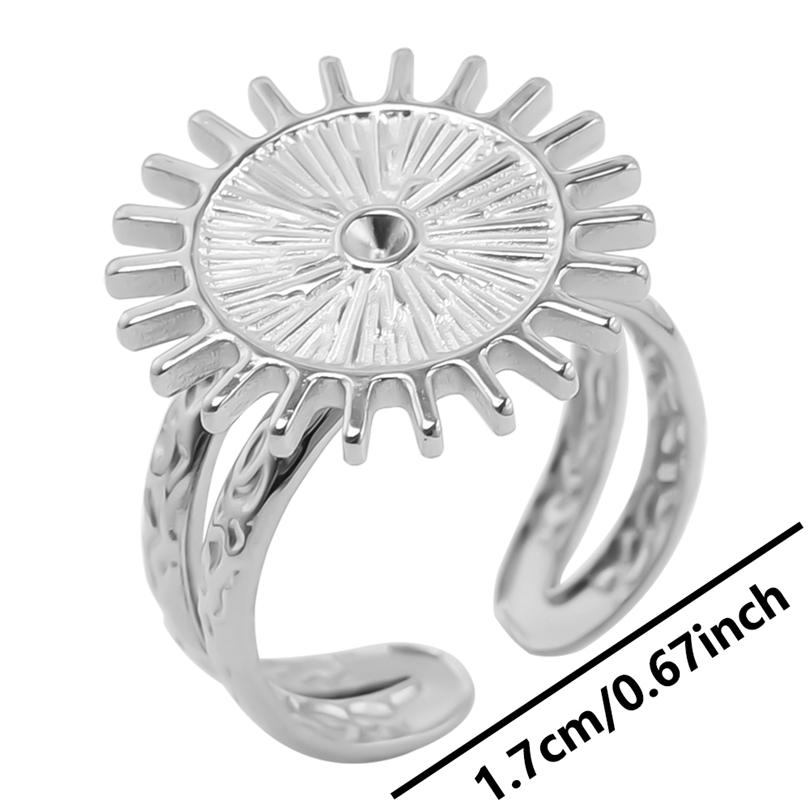 Punk Male Jewelry Mushroom Bone Moon Star Ring Stainless Steel Adjustable Rings For Women Men Accessories Leaf Finger Bague Gift
