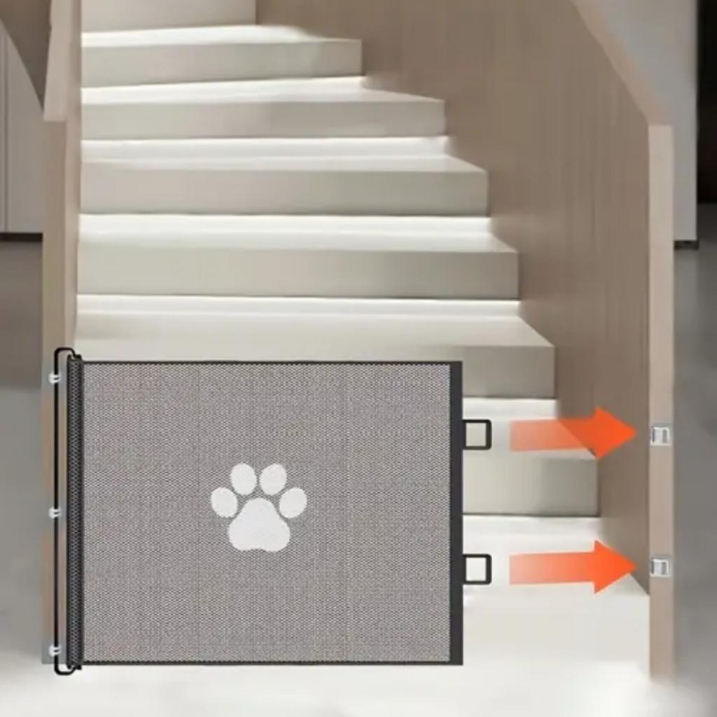 Automatic Retractable Pet Fence, Dog and Cat Fence, Indoor Staircase and Aisle Isolation Net, No Drilling Safety Net Fence
