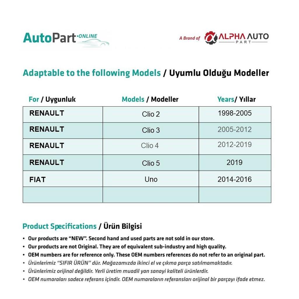Right Seat Adjustment Lever for Renault Clio 2, 3, 4, 5 and Fiat Uno