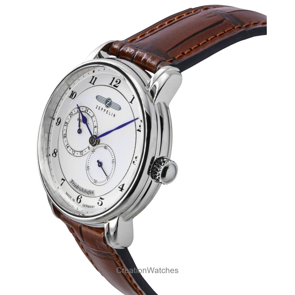 Zeppelin Friedrichshafen Leather Strap White Dial Automatic 85681 Men's Watch