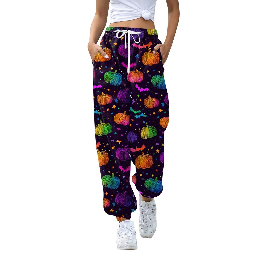 Women's Sports Pants With Pockets Fashion Print Elastic Waist Pants Casual Sweatpants Pants