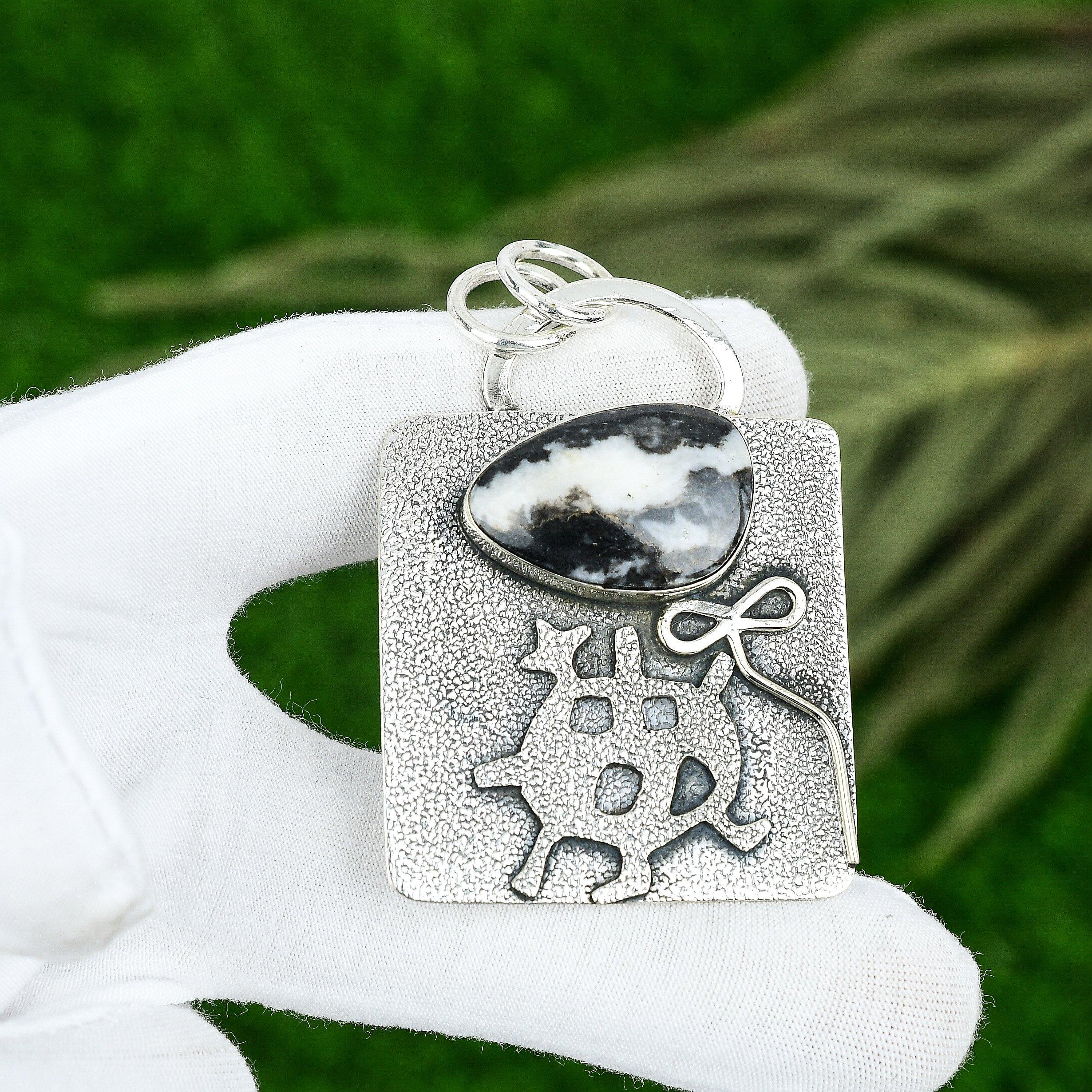 Friendship Day Sale 925 Sterling Silver Natural Zebra Jasper Handcrafted Pendant