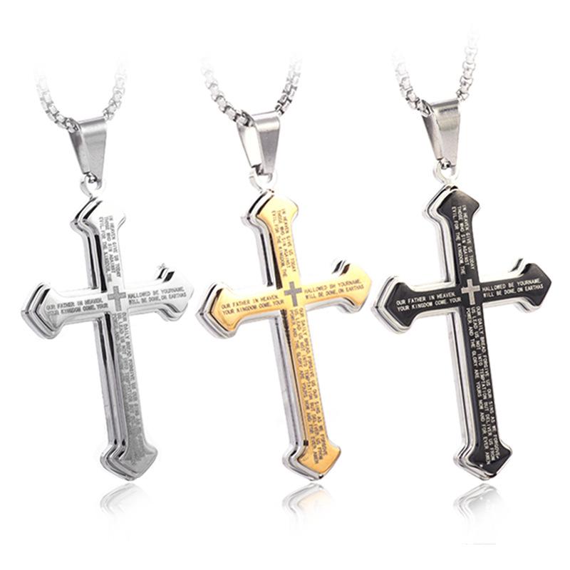 Classic Stainless Steel Cross Pendant Necklace Mens Women Jewelry Street Party Fashion Accessories Gift