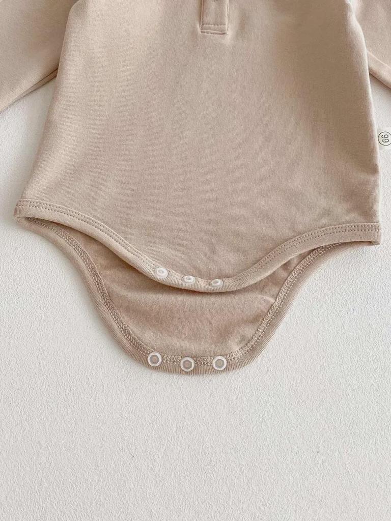 Unisex Baby Autumn Bodysuit with Doll Collar – Long-Sleeved, Fleece Jumpsuit for Warmth