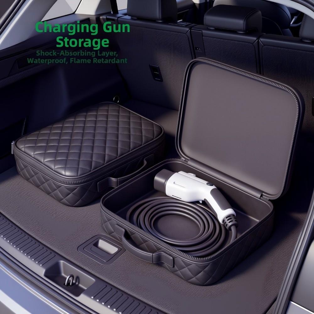 Shockproof Car Charger Plugs Storage Carry Bag Round/Square Car Trunk Organizer Accessories