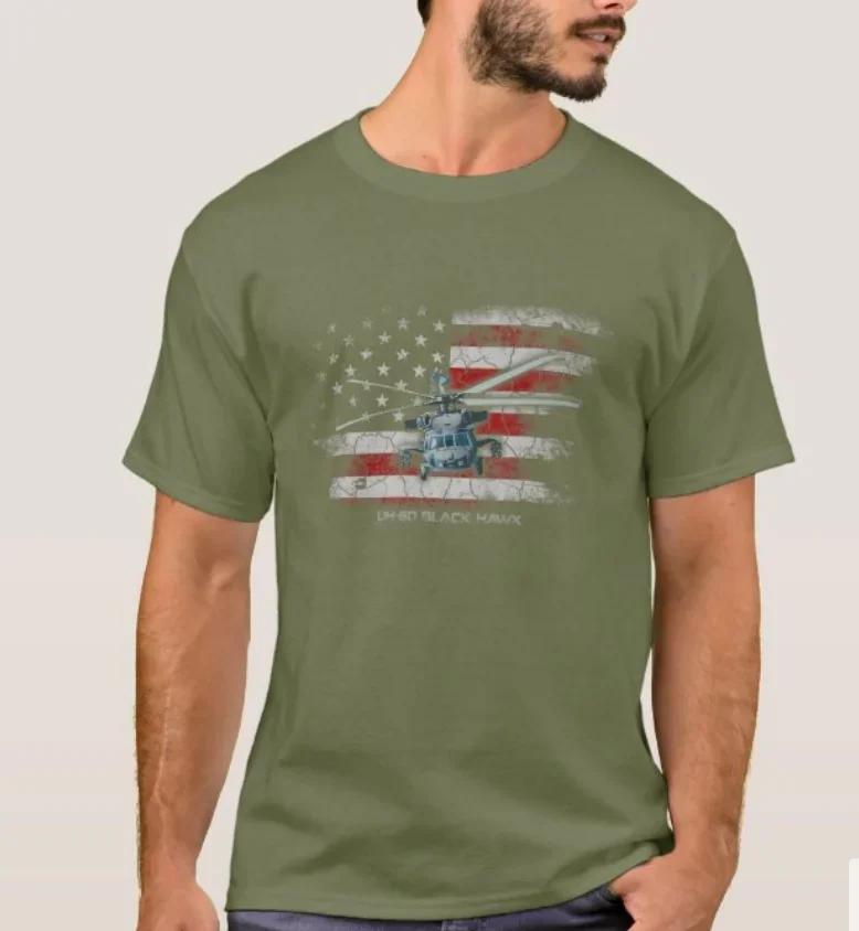 Vintage American Flag UH60 Black Hawk Helicopter Veterans Day TShirt Summer Cotton Short Sleeve ONeck Mens T Shirt New S3XL