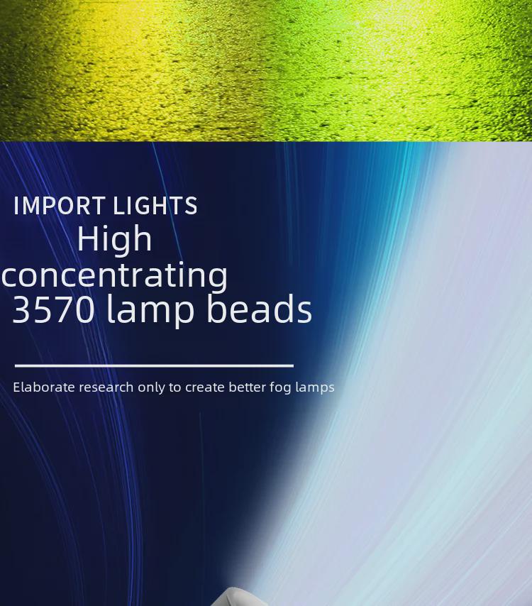 Dual-Color Automotive LED Fog Lights with Lens, H7/9005/9006/H11, Easy Installation