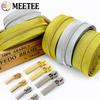 2/3/5M Meetee 3# 5# Gold Sliver Nylon Zipper with Sliders Coil Zips for Handbag Repair Kit Zippers Tape DIY Sewing Accessories