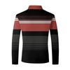 Herrpikétröja, 3D-randigt färgblockstryck, trendig sportig krage, golftröja, herrkläder, långärmad T-shirt, m