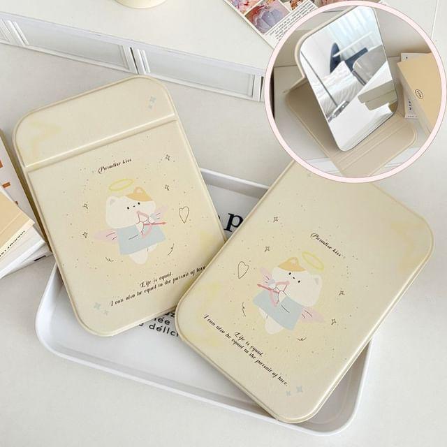 ZenlyHabit - Cat Angel Faux Leather Foldable Desktop Mirror