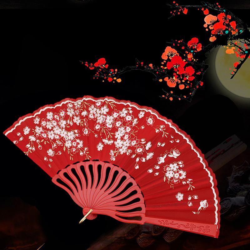 1PC Ancient Style Photography Folding Dance Performance Fan Elegant Plum Blossom Gift Plastic Classica New Chinese Style Colorful