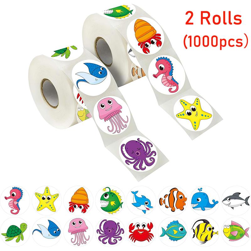 5001000Pcs Round Animal Fish Star Stickers Adorable Incentive Sticker Party Decoration Teacher Reward Encouragement Motivationa